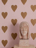 Heart and Soul Large, Gold on Mauve Wallcovering | FallingStar Studio