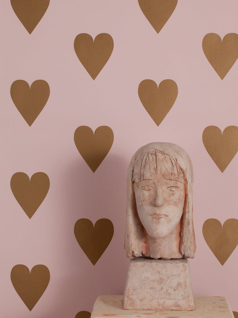 Heart and Soul Large, Gold on Mauve Wallcovering | FallingStar Studio