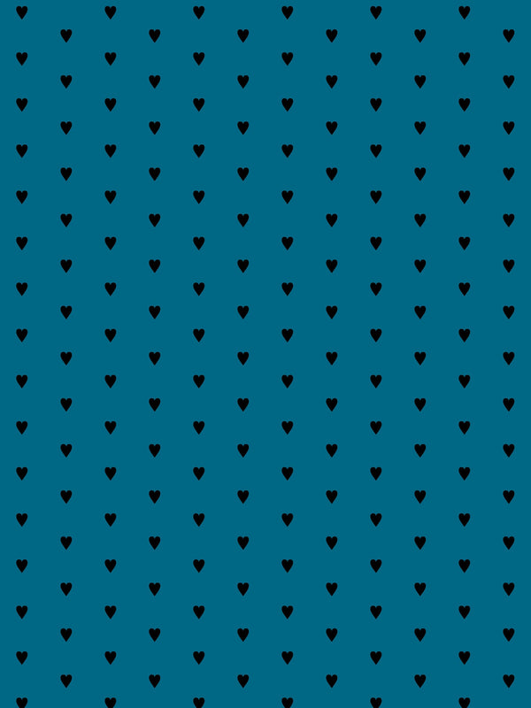 Heart and Soul Small, Black on Blue Wallcovering | FallingStar Studio