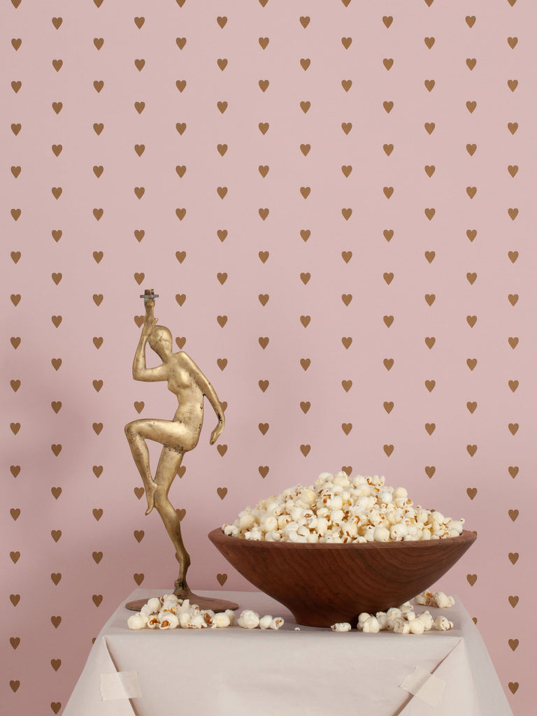 Heart and Soul Small, Gold on Mauve Wallcovering | FallingStar Studio