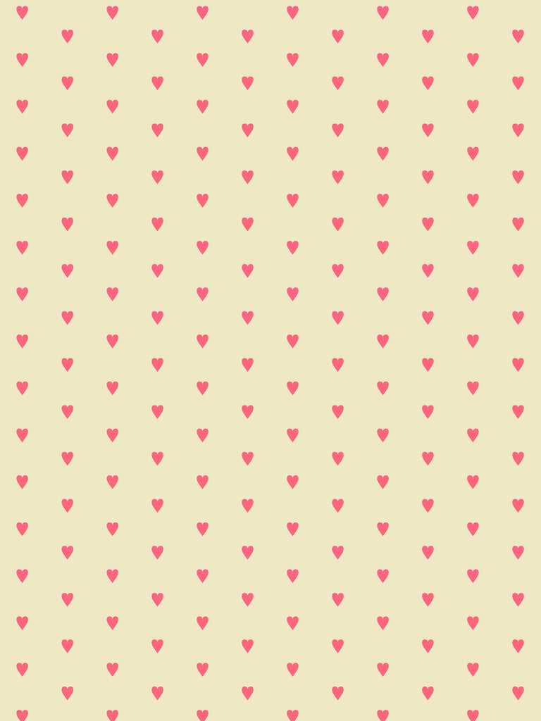 Heart and Soul Small, Pink on Yellow Wallcovering | FallingStar Studio