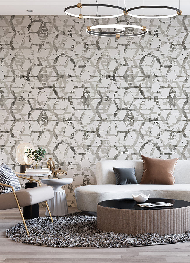 Hex-A-Gone Dove Grey Wall Mural | Jeffrey Stevens - Image 3