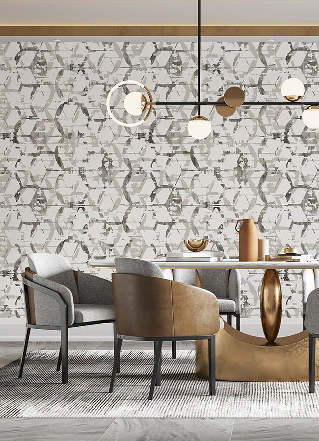 Hex-A-Gone Dove Grey Wall Mural | Jeffrey Stevens - Image 4