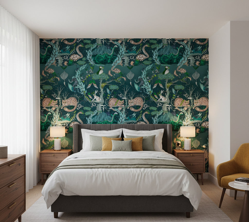 Highland Wonder/Lagoon Wp | Clarke and Clarke - bedroom room setting