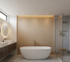 Hilary's Horizontal Grasscloth | Phillipe Romano - bathroom room setting