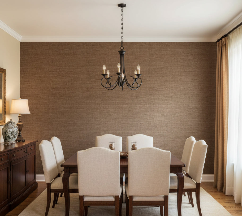 Hilary's Horizontal Grasscloth | Phillipe Romano - dining room room setting