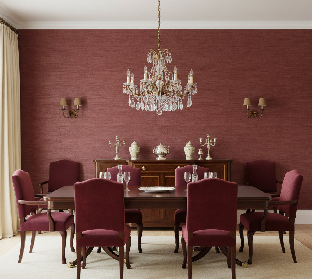 Hilary's Horizontal Grasscloth | Phillipe Romano - dining room room setting