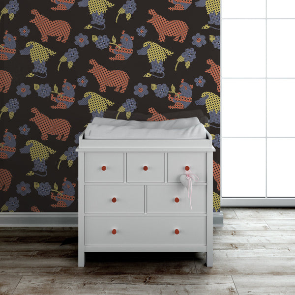Hilly's Hippos 1970's Vintage Retro | Architectural Wallcoverings