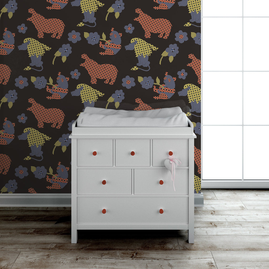 Hilly's Hippos 1970's Vintage Wallcoverings