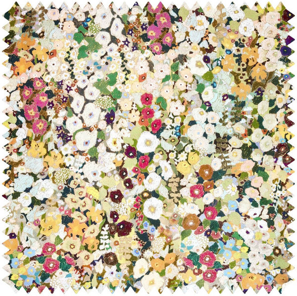Hollyhocks Cotton Linen Summer, Yard Wallcoverings | Newwall