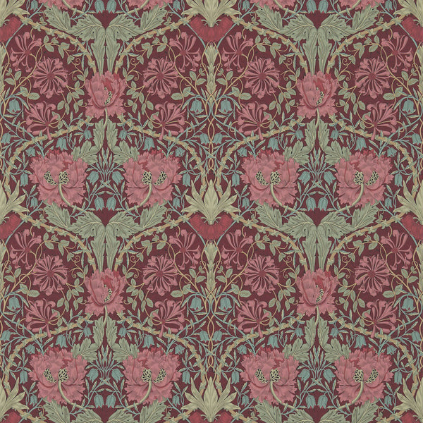Honeysuckle & Tulip Burgundy/Sage | Morris & Co.