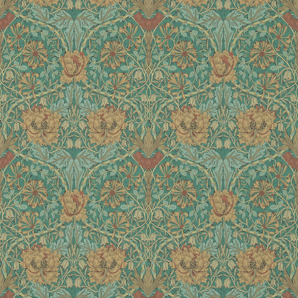Honeysuckle & Tulip Emerald/Russet | Morris & Co.