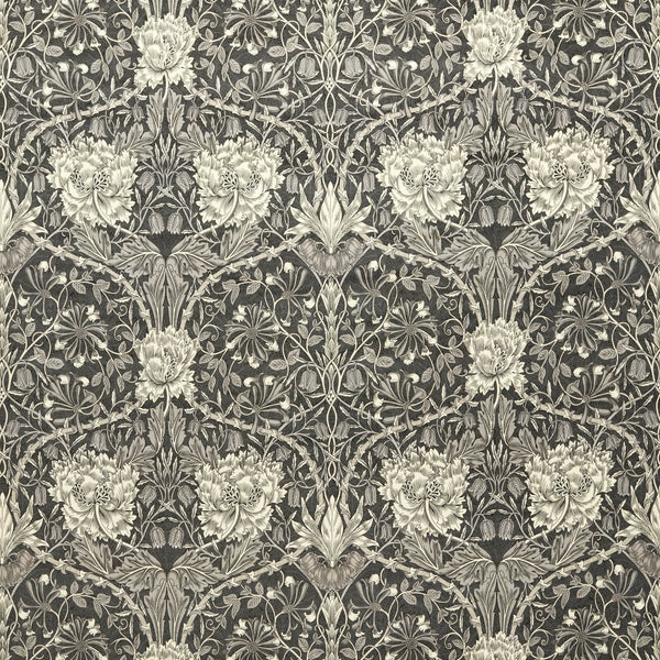 Honeysuckle And Tulip Velvet Black Walnut/Stone | Morris & Co.