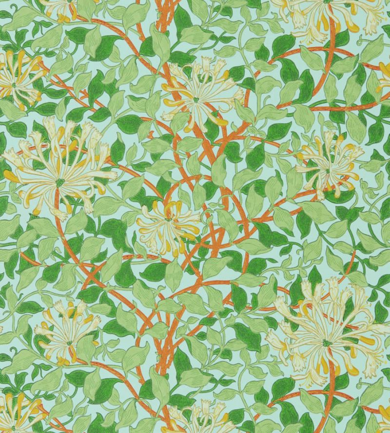 Honeysuckle Wallpaper Burnt-Orange Sky | William Morris