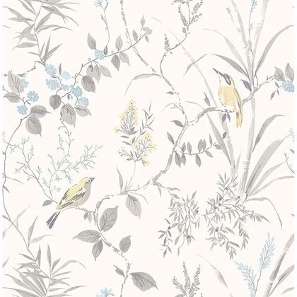 Imperial Garden Grey Botanical Wallcovering | Jeffrey Stevens