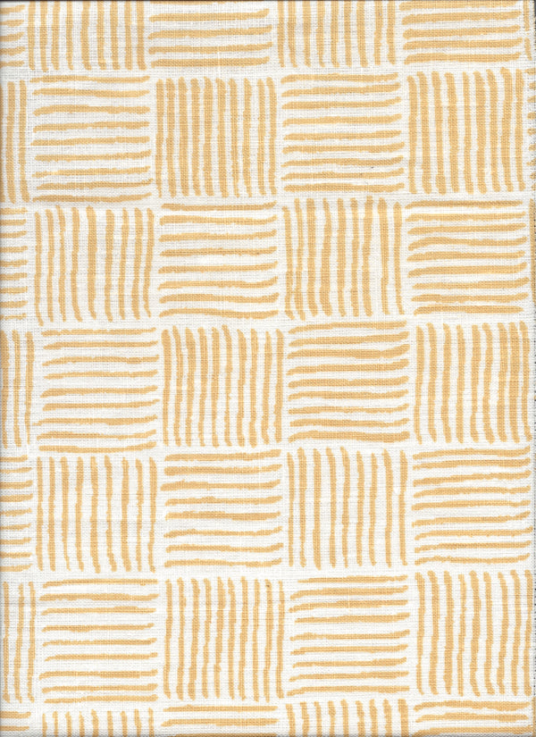 Textura on Curtain Linen Inca Gold on White Screen Printed Fabric | China Seas