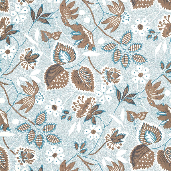 Indienne Hazel, Brown and Slate Wallcoverings | Thibaut