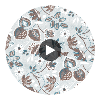 Indienne Hazel Fabrics (af15117) – Brown and Slate | Thibaut Circular Swatch | Thibaut