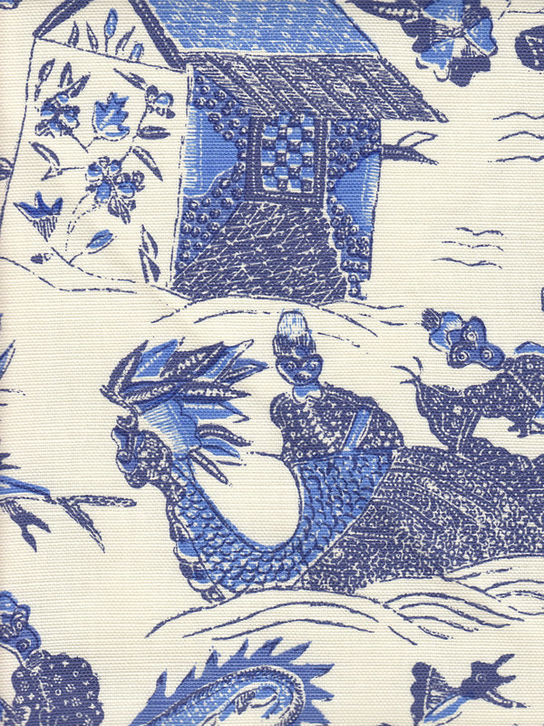 Tableau II Indigo New Navy Bali Blie on Tint Screen Printed Fabric | China Seas