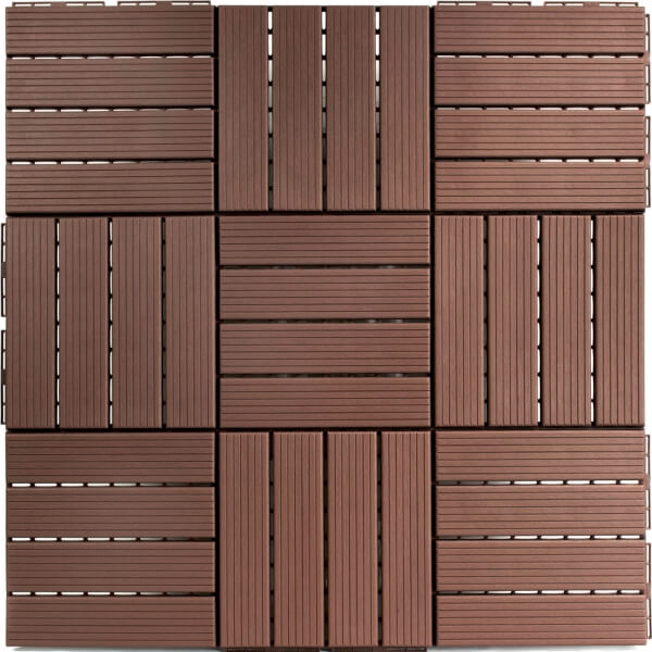 Interlocking Deck Tiles with Straight Groove in Coffee | Jeffrey Stevens Wallcovering