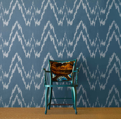 Jano - Azul Blue By Gaston Y Daniela | Lorenzo Castillo Hispania Wp |Ikat/Southwest/Kilims  Wallcovering Print