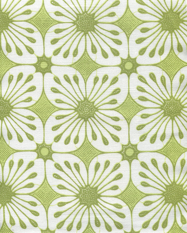 Barbados Batik Jungle Green Screen Printed - Off-White Fabric | China Seas