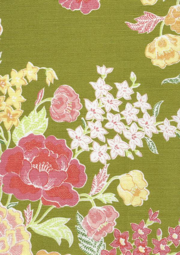 Macao Ii Jungle Green Multi Screen Printed - White Fabric | China Seas