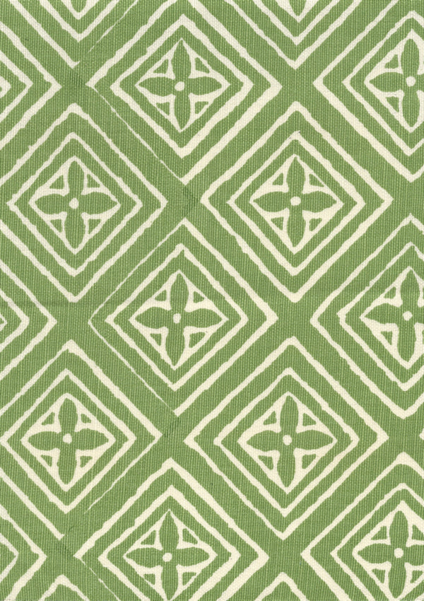 Fiorentina Jungle Green on Tint Screen Printed Fabric | China Seas