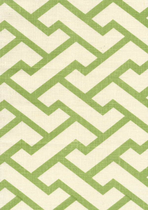 Aga Jungle Green on Tint Screen Printed - Off-White Fabric | China Seas