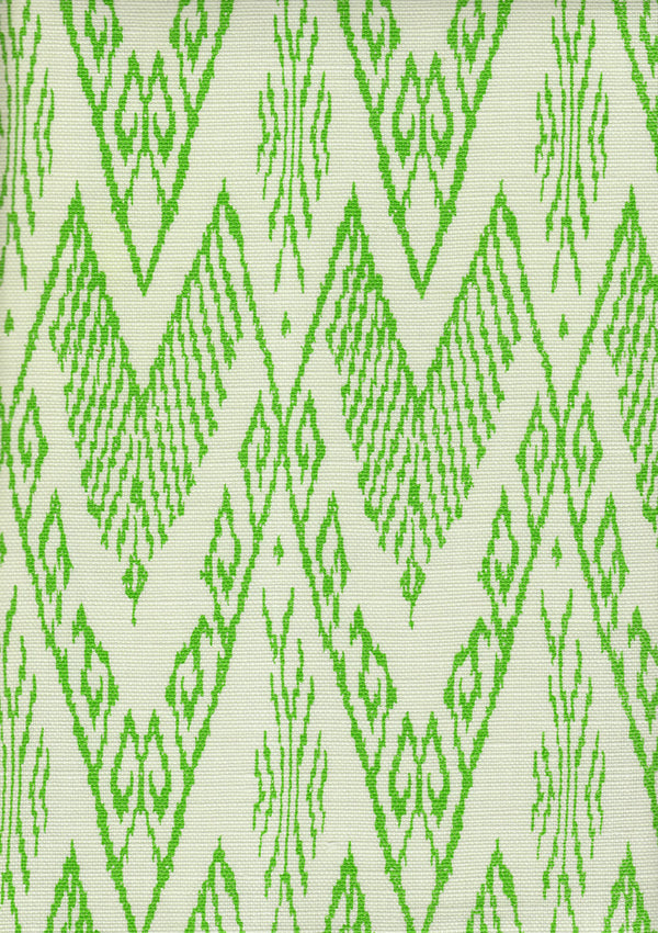 Raffles Jungle Green on Tint Screen Printed - White Fabric | China Seas