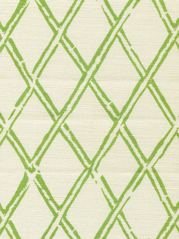 Lyford Diamond Bamboo Jungle Green on Tint Screen Printed Fabric | China Seas