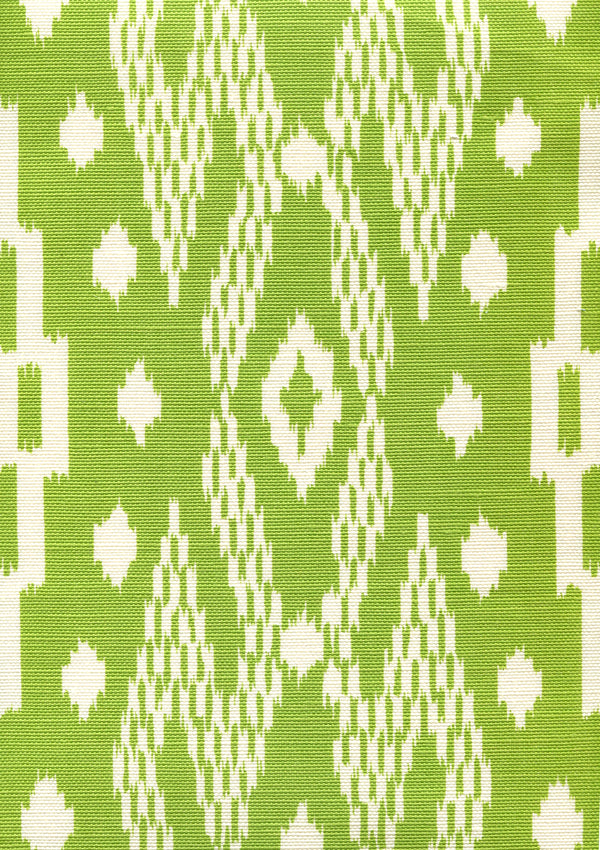 Andros Batik Jungle Green on Tinted Linen Cotton Screen Printed Fabric | China Seas