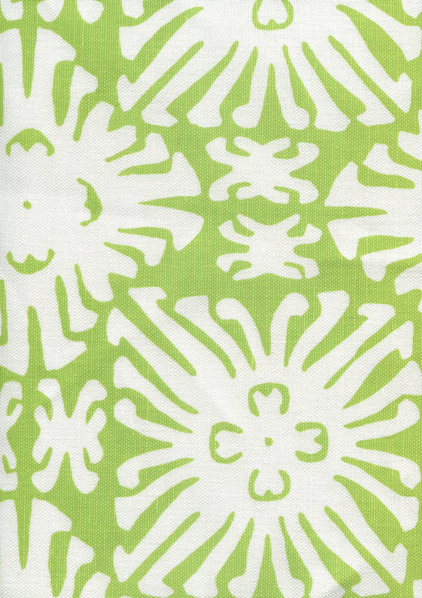Sigourney Reverse Small Scale Jungle Green on white Screen Printed Fabric | China Seas