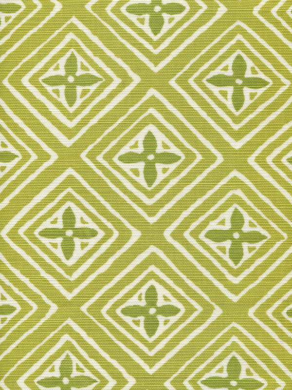 Fiorentina Two Color Jungle Green Pistachio Screen Printed Fabric | China Seas