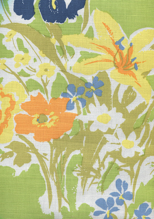 Flowers II Jungle Yellow Orange Screen Printed Fabric | China Seas