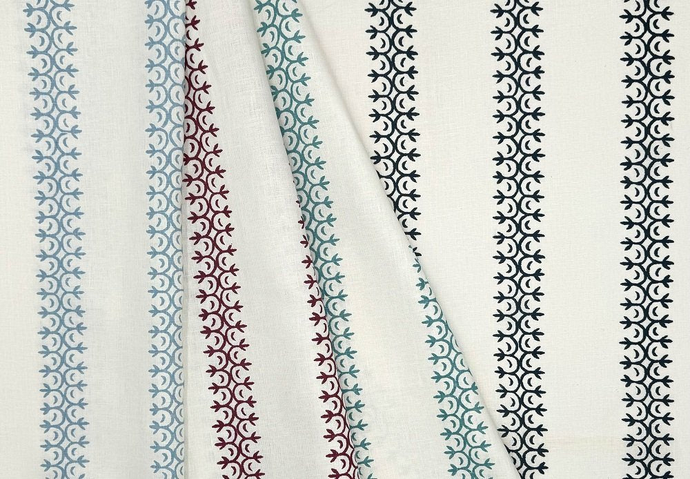 Medium Blue on Ivory Taj Linen