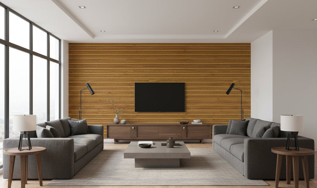Kaluhee Grasscloth | Phillipe Romano - living room room setting