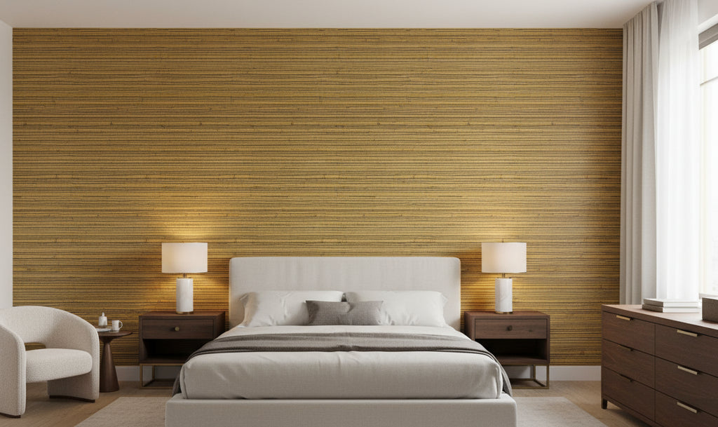 Kaluhee Grasscloth | Phillipe Romano - bedroom room setting