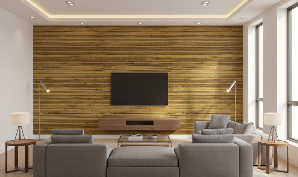 Kaluhee Grasscloth | Phillipe Romano - living room room setting