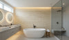 Kaopapa Striated Grasscloth | Phillipe Romano - bathroom room setting