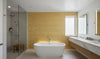 Kaopapa Striated Grasscloth | Phillipe Romano - bathroom room setting
