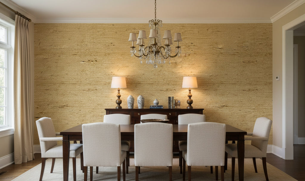 Kaopapa Striated Grasscloth | Phillipe Romano - dining room room setting