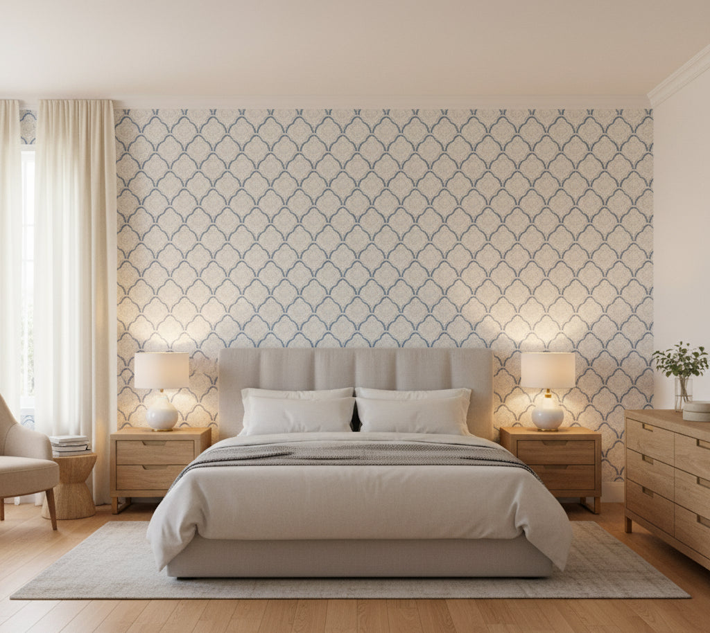 Kashmira Indigo | Baker Lifestyle - bedroom room setting