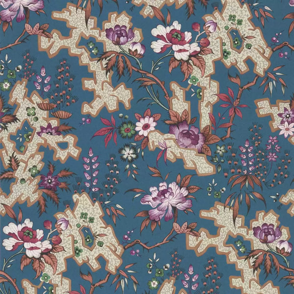 V&a Kilburn's Maze - Prussian - Blue Wallcovering | 1838 Wallcoverings
