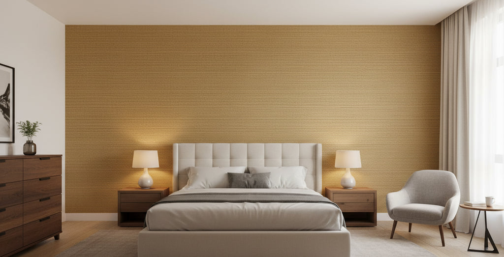 Kipa Tight Woven Grasscloth | Phillipe Romano - bedroom room setting