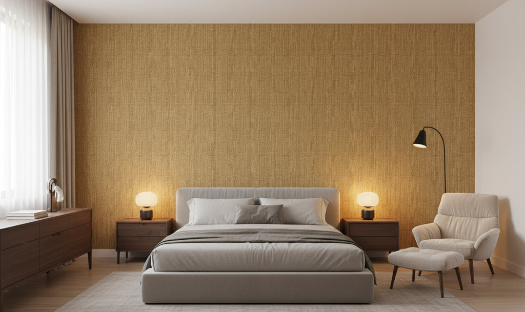 Kipa Tight Woven Grasscloth | Phillipe Romano - bedroom room setting