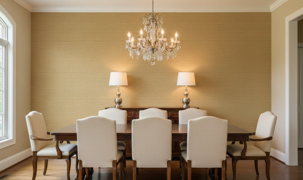 Kipa Tight Woven Grasscloth | Phillipe Romano - dining room room setting