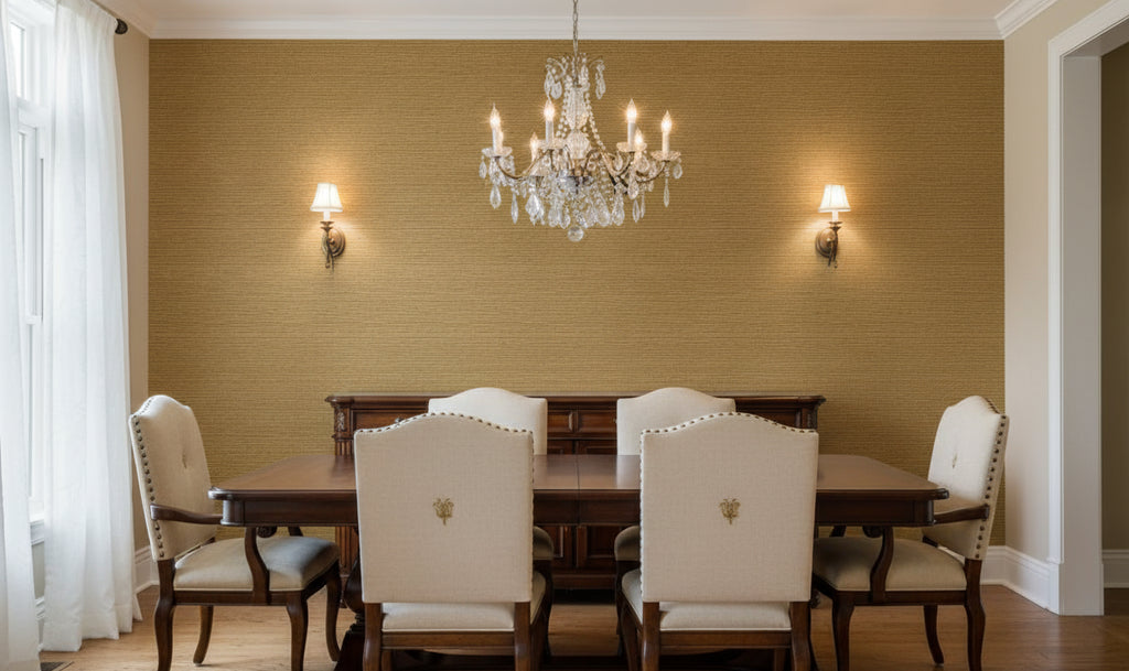 Kipa Tight Woven Grasscloth | Phillipe Romano - dining room room setting