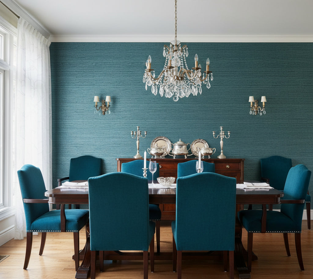 Kipa Tight Woven Grasscloth | Phillipe Romano - dining room room setting