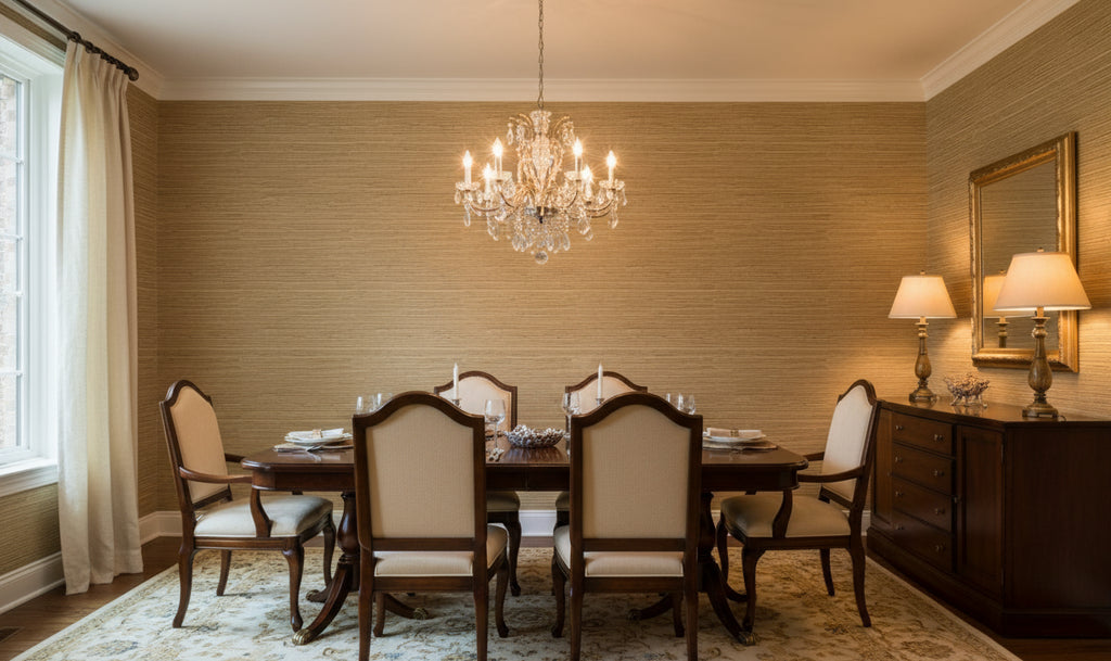 Kipulua Grasscloth | Phillipe Romano - dining room room setting